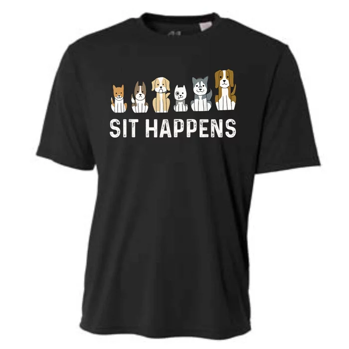 Sit Happens Dog Sitter Pet Sitting Animal Whisperer Cooling Performance Crew T-Shirt