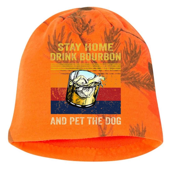 Stay Home Drink Bourbon And Pet The Dog Kati - Camo Knit Beanie