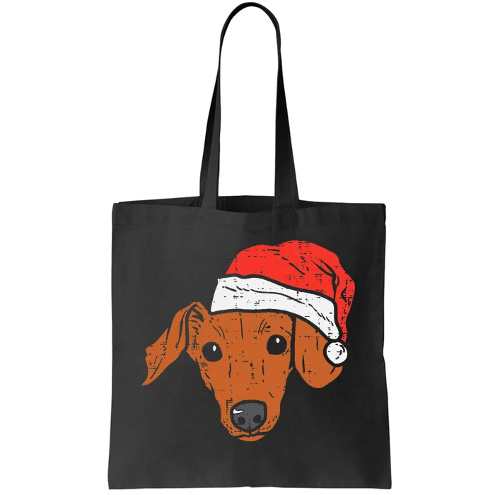 Santa Hat Dachshund Christmas Xmas Wiener Weiner Dog Tote Bag