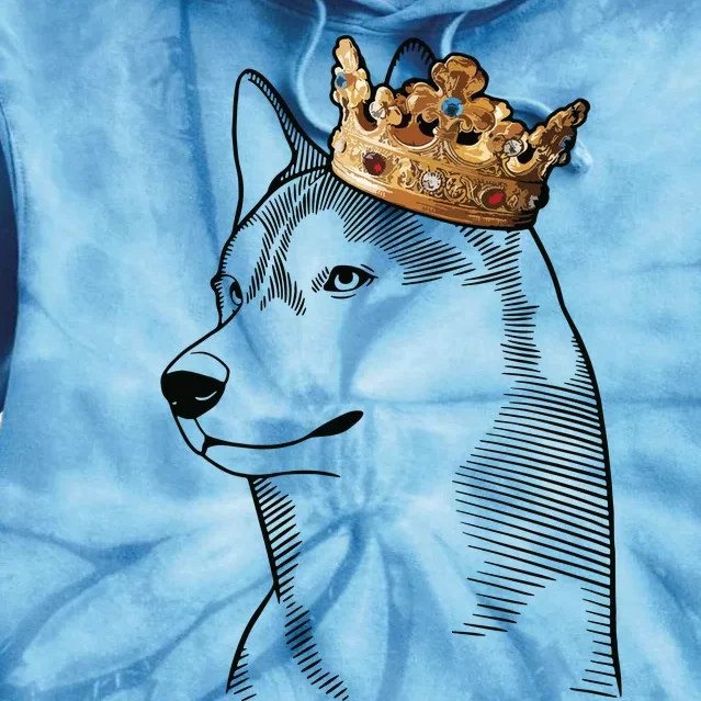 Siberian Husky Dog Wearing Crown Tie Dye Hoodie