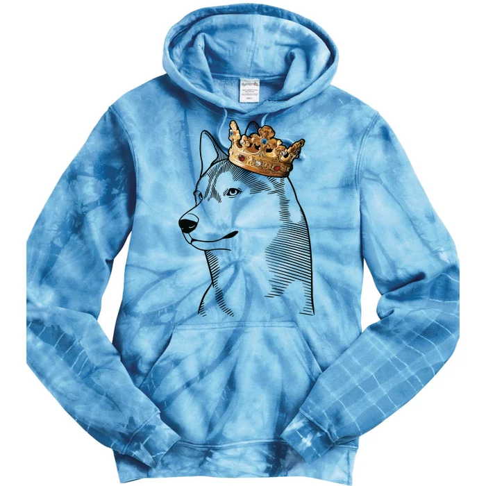 Siberian Husky Dog Wearing Crown Tie Dye Hoodie