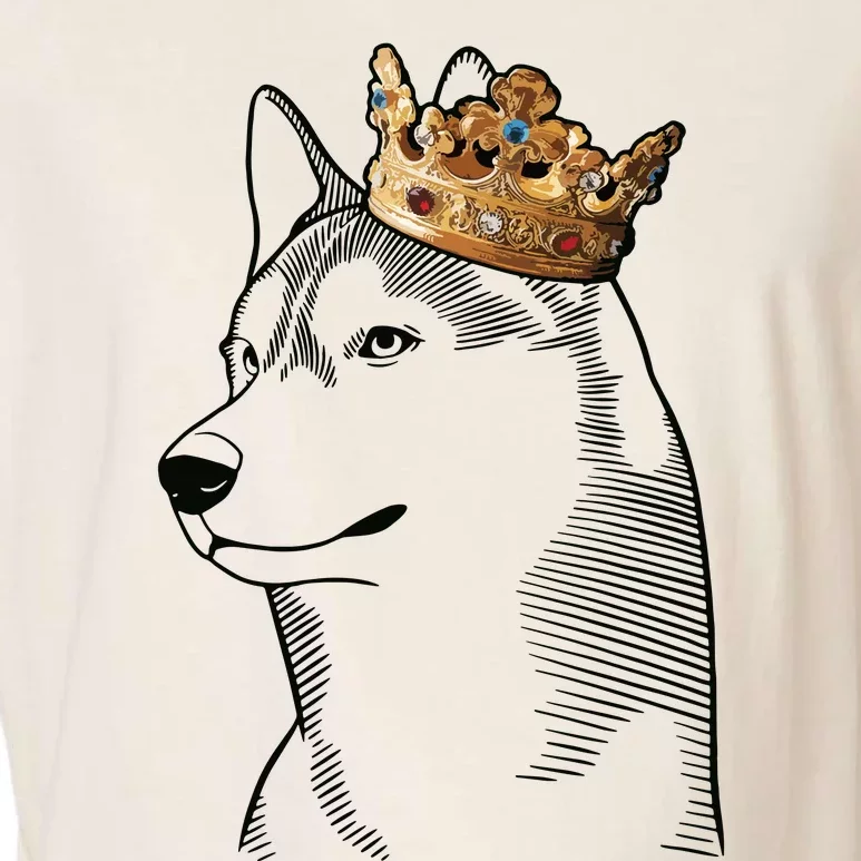 Siberian Husky Dog Wearing Crown Garment-Dyed Women's Muscle Tee