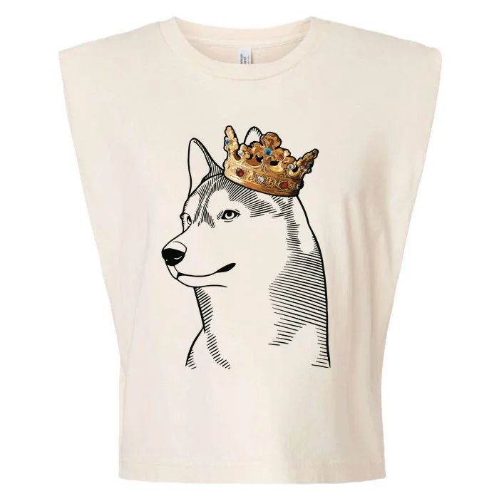 Siberian Husky Dog Wearing Crown Garment-Dyed Women's Muscle Tee