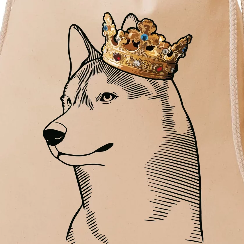 Siberian Husky Dog Wearing Crown Drawstring Bag