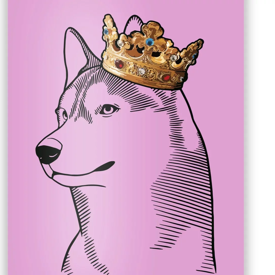 Siberian Husky Dog Wearing Crown Poster