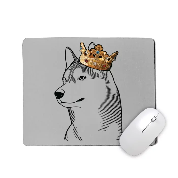 Siberian Husky Dog Wearing Crown Mousepad