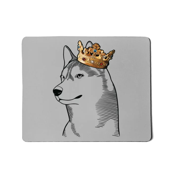 Siberian Husky Dog Wearing Crown Mousepad