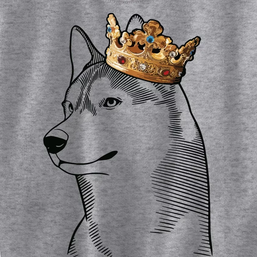 Siberian Husky Dog Wearing Crown Kids Sweatshirt