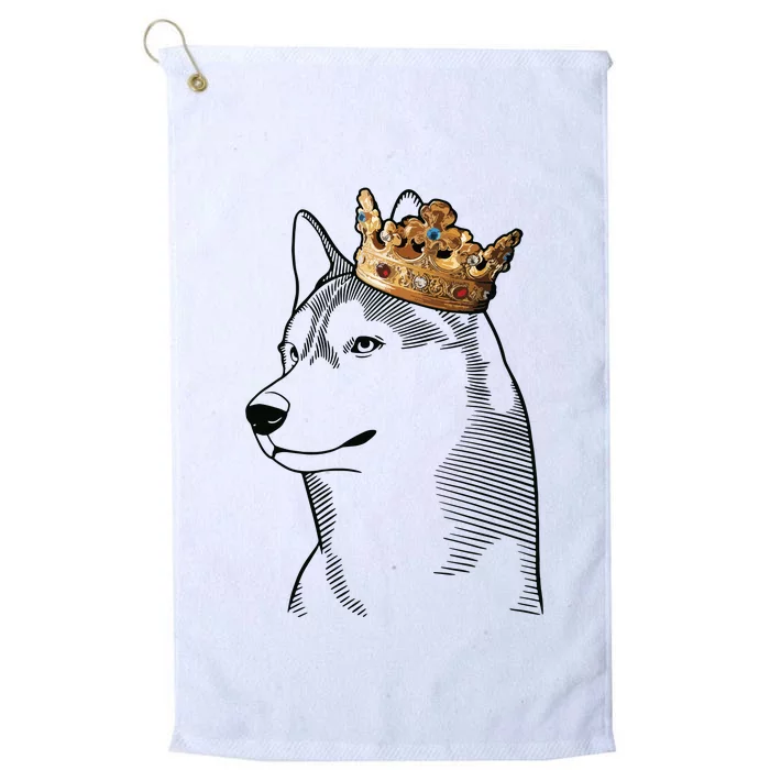 Siberian Husky Dog Wearing Crown Platinum Collection Golf Towel