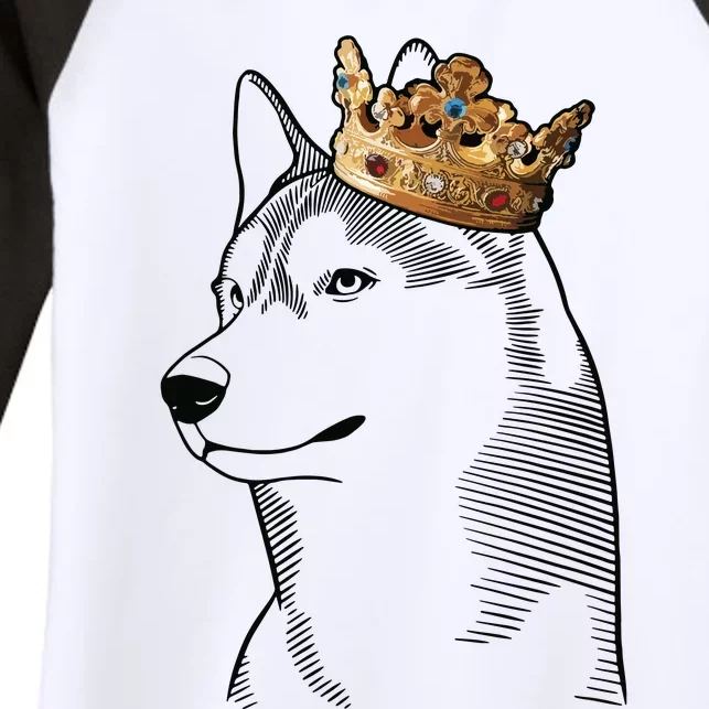 Siberian Husky Dog Wearing Crown Women's Tri-Blend 3/4-Sleeve Raglan Shirt