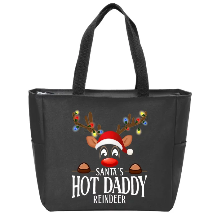 SantaS Hot Daddy Reindeer Funny Xmas Matching Pjs Zip Tote Bag