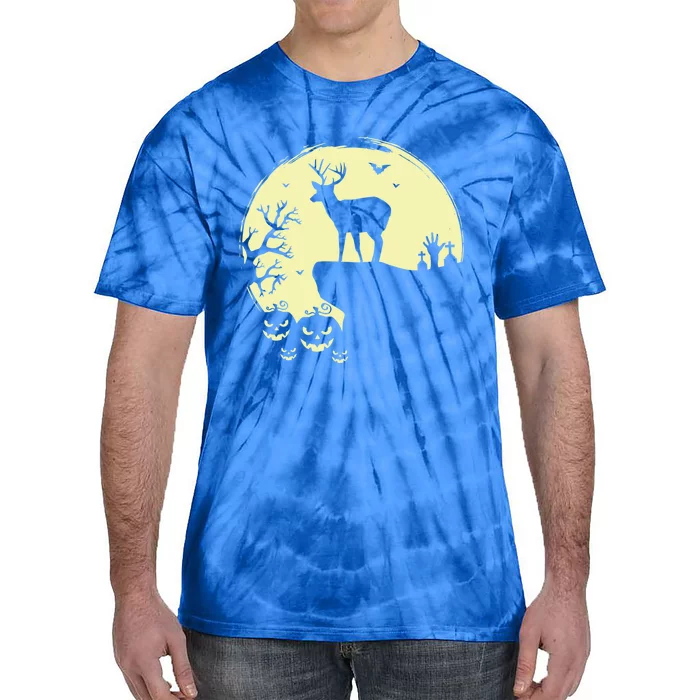 Spooky Halloween Deer Hunter Full Moon Stag Deer Hunting Gift Tie-Dye T-Shirt