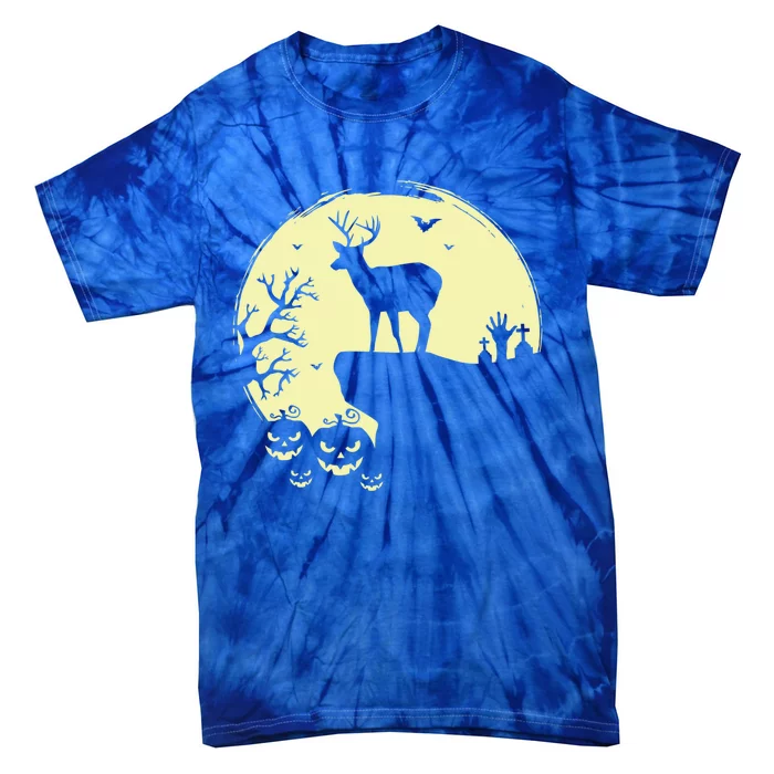 Spooky Halloween Deer Hunter Full Moon Stag Deer Hunting Gift Tie-Dye T-Shirt