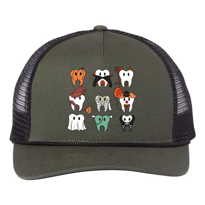 Spooky Halloween Dentist Dental Retro Rope Trucker Hat Cap