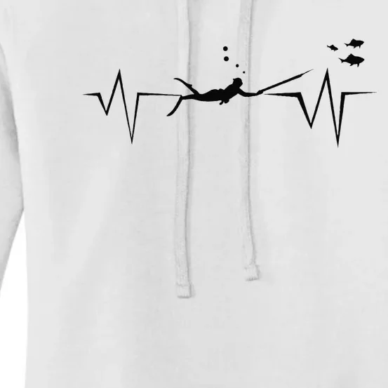 Spearfishing Heartbeat Diving Underwater Spear Fish Women's Pullover Hoodie