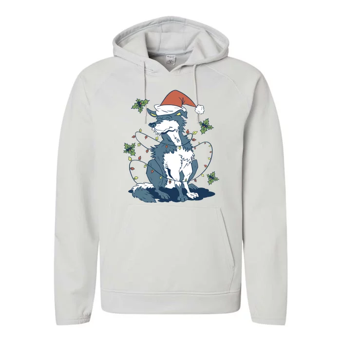 Siberian Husky Dog Christmas Holiday Performance Fleece Hoodie