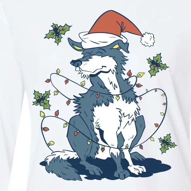 Siberian Husky Dog Christmas Holiday Womens Cotton Relaxed Long Sleeve T-Shirt