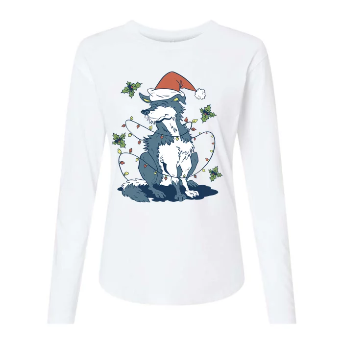 Siberian Husky Dog Christmas Holiday Womens Cotton Relaxed Long Sleeve T-Shirt