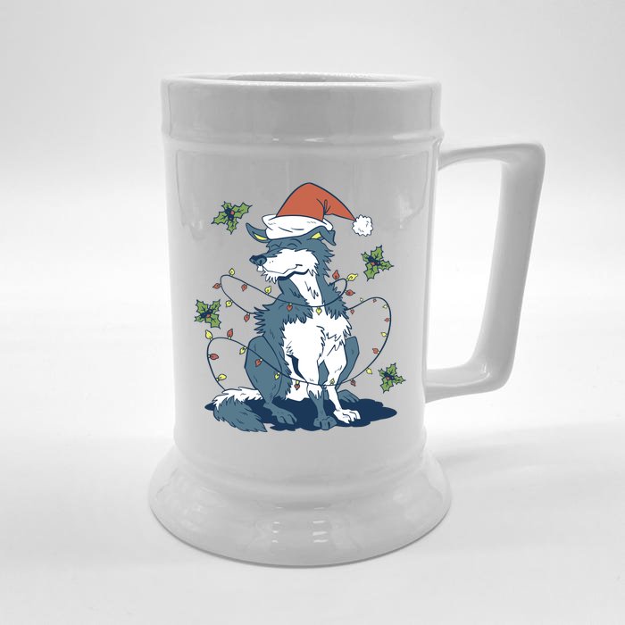 Siberian Husky Dog Christmas Holiday Front & Back Beer Stein