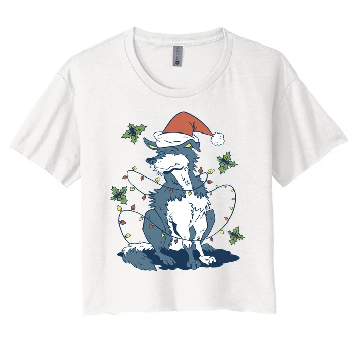 Siberian Husky Dog Christmas Holiday Women's Crop Top Tee