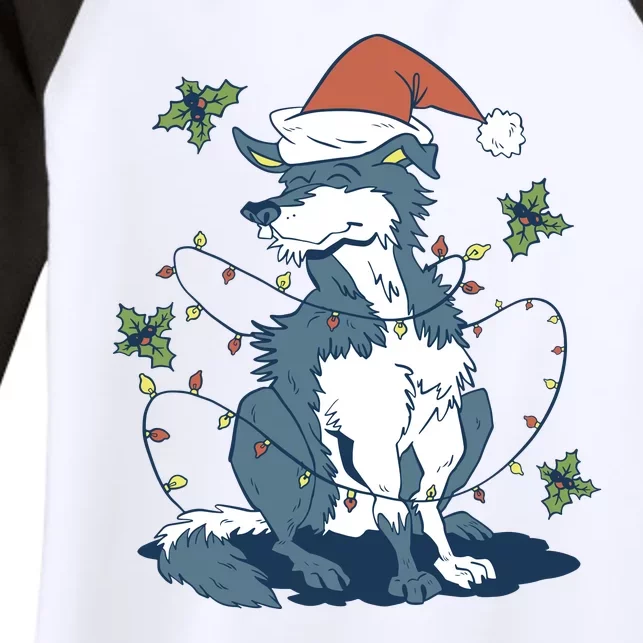 Siberian Husky Dog Christmas Holiday Women's Tri-Blend 3/4-Sleeve Raglan Shirt