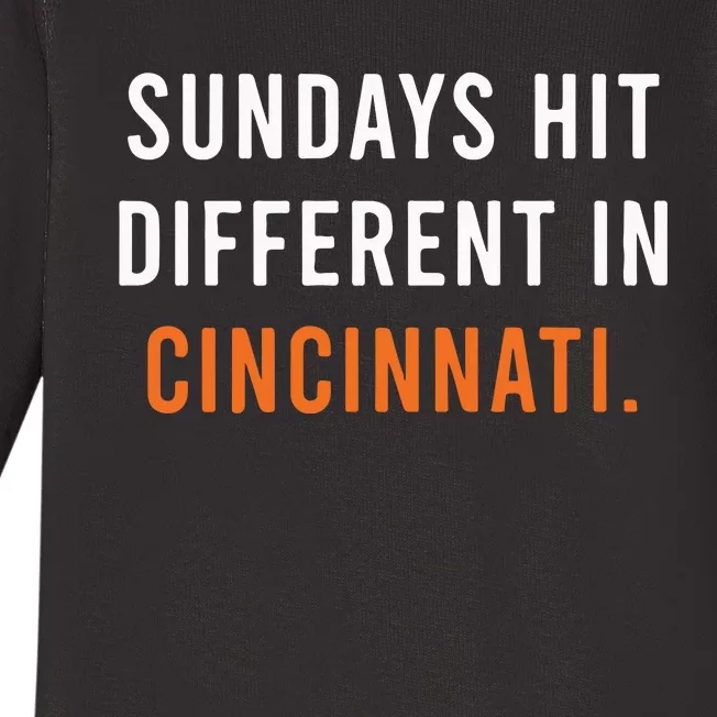 Sundays Hit Different In Cincinnati Baby Long Sleeve Bodysuit