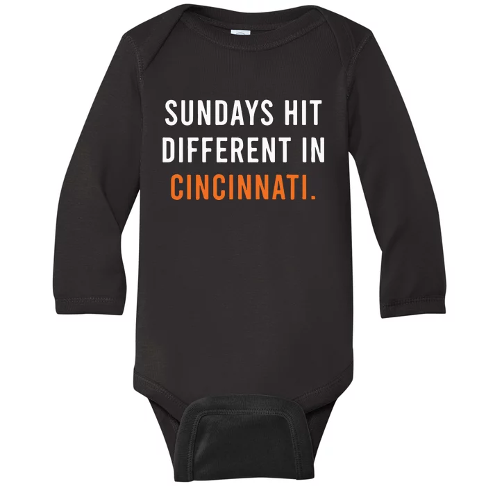 Sundays Hit Different In Cincinnati Baby Long Sleeve Bodysuit