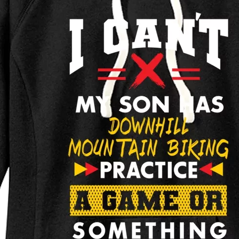 Son Has Downhill Mountain Biking Practice Funny Parents Cute Gift Women's Fleece Hoodie