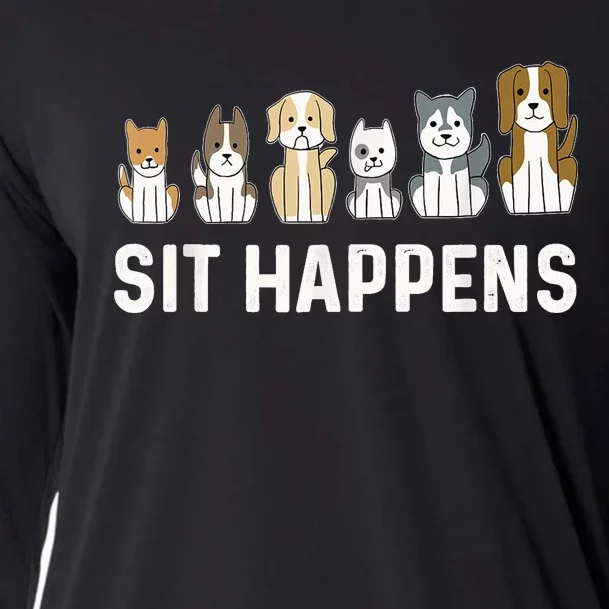 Sit Happens Dog Sitter Pet Sitting Animal Whisperer Cooling Performance Long Sleeve Crew