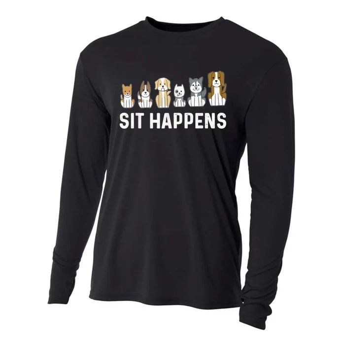 Sit Happens Dog Sitter Pet Sitting Animal Whisperer Cooling Performance Long Sleeve Crew