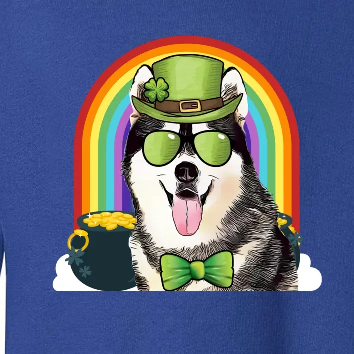 Siberian Husky Dog Leprechaun Funny St Patricks Day Gift Toddler Sweatshirt