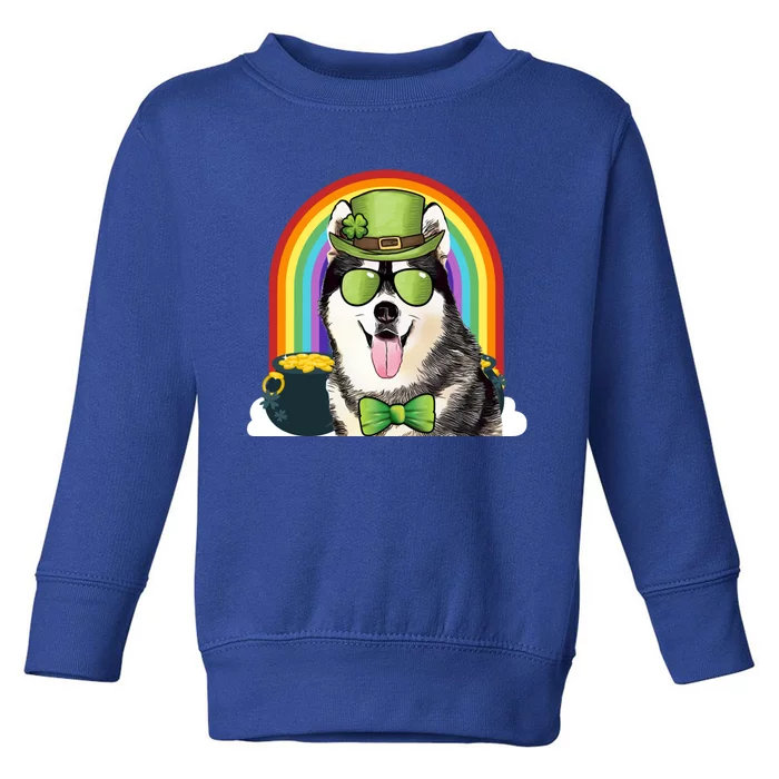 Siberian Husky Dog Leprechaun Funny St Patricks Day Gift Toddler Sweatshirt