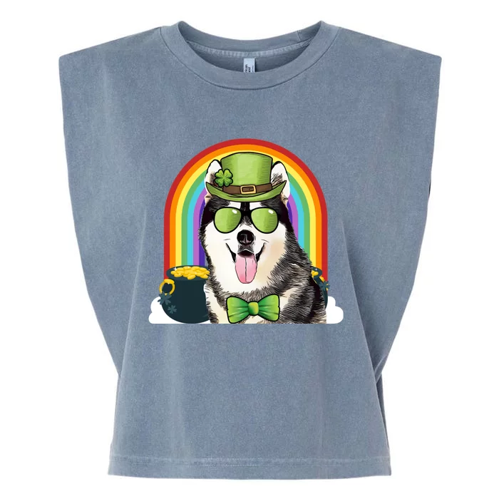 Siberian Husky Dog Leprechaun Funny St Patricks Day Gift Garment-Dyed Women's Muscle Tee