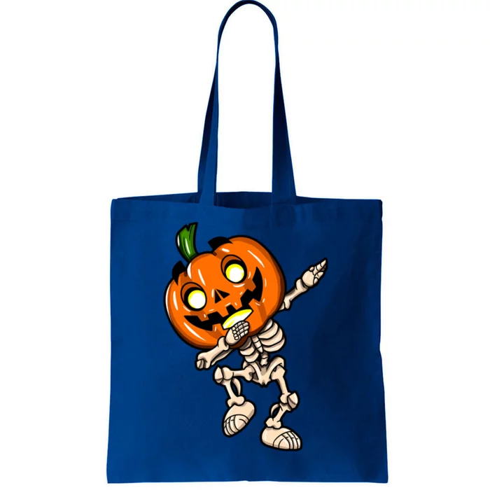 Scary Halloween Dab Funny Dabbing Skeleton Pumpkin Head Great Gift Tote Bag