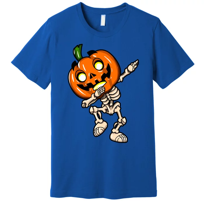 Scary Halloween Dab Funny Dabbing Skeleton Pumpkin Head Great Gift Premium T-Shirt