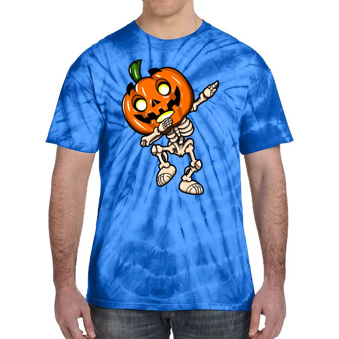 Scary Halloween Dab Funny Dabbing Skeleton Pumpkin Head Great Gift Tie-Dye T-Shirt