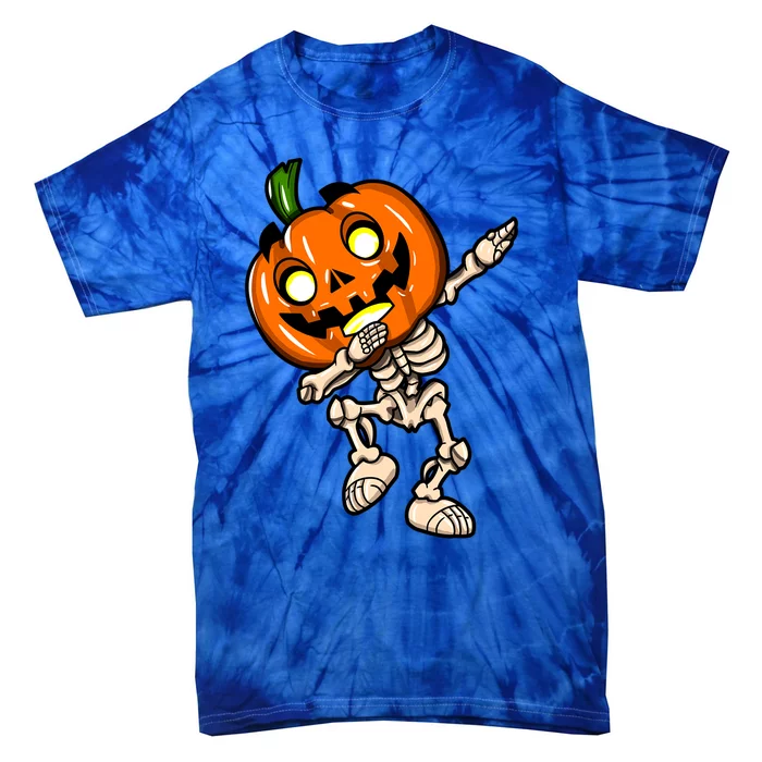 Scary Halloween Dab Funny Dabbing Skeleton Pumpkin Head Great Gift Tie-Dye T-Shirt