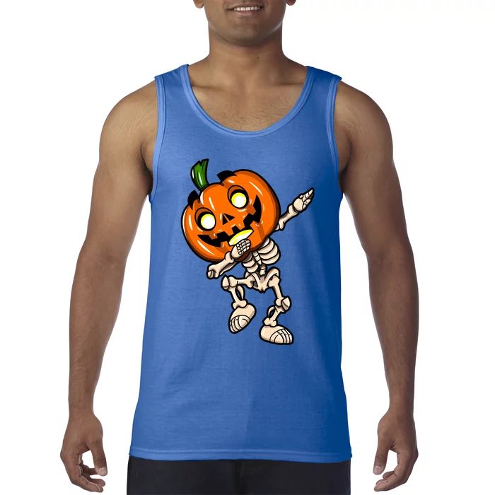 Scary Halloween Dab Funny Dabbing Skeleton Pumpkin Head Great Gift Tank Top