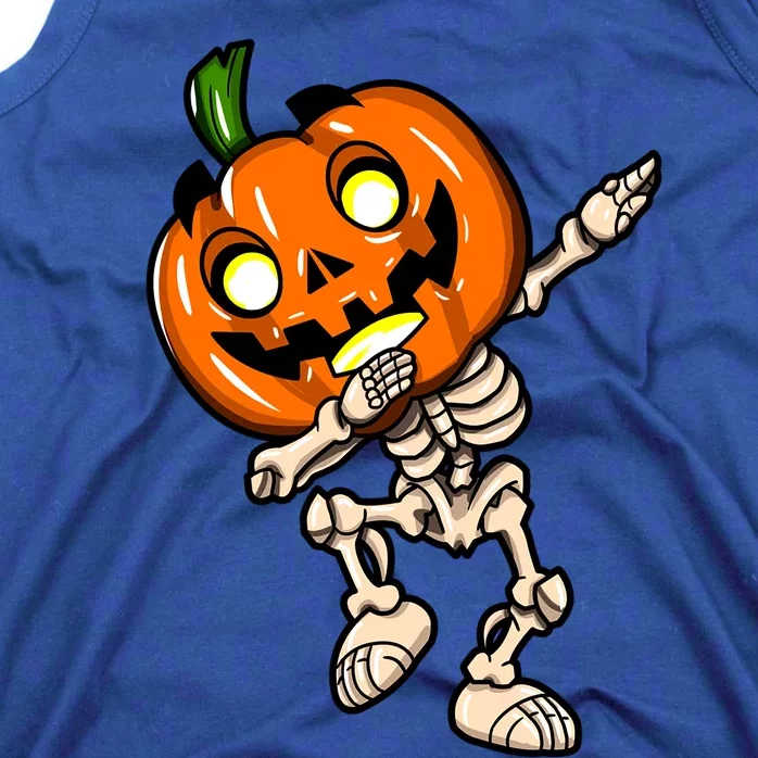 Scary Halloween Dab Funny Dabbing Skeleton Pumpkin Head Great Gift Tank Top