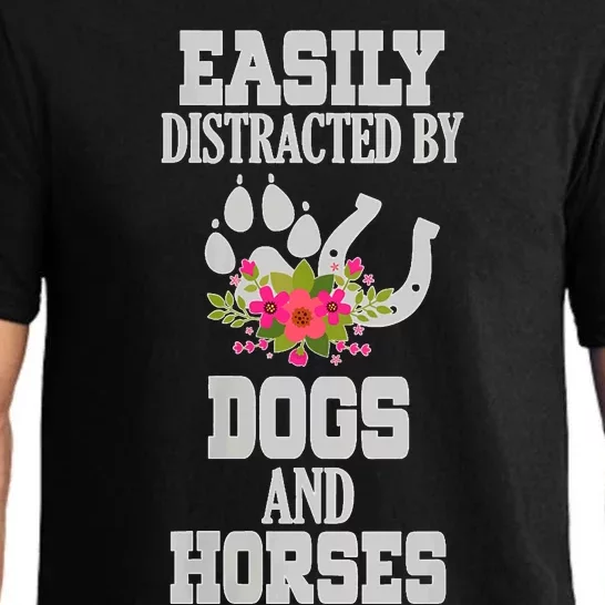 S Horse Dog Easily Distracted By Dogs And Horses V Neck Pajama Set