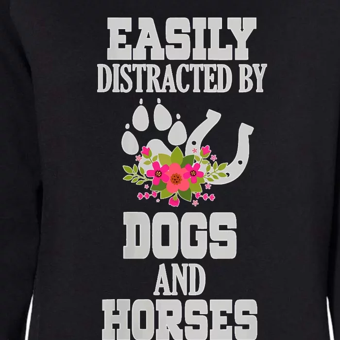 S Horse Dog Easily Distracted By Dogs And Horses V Neck Womens California Wash Sweatshirt