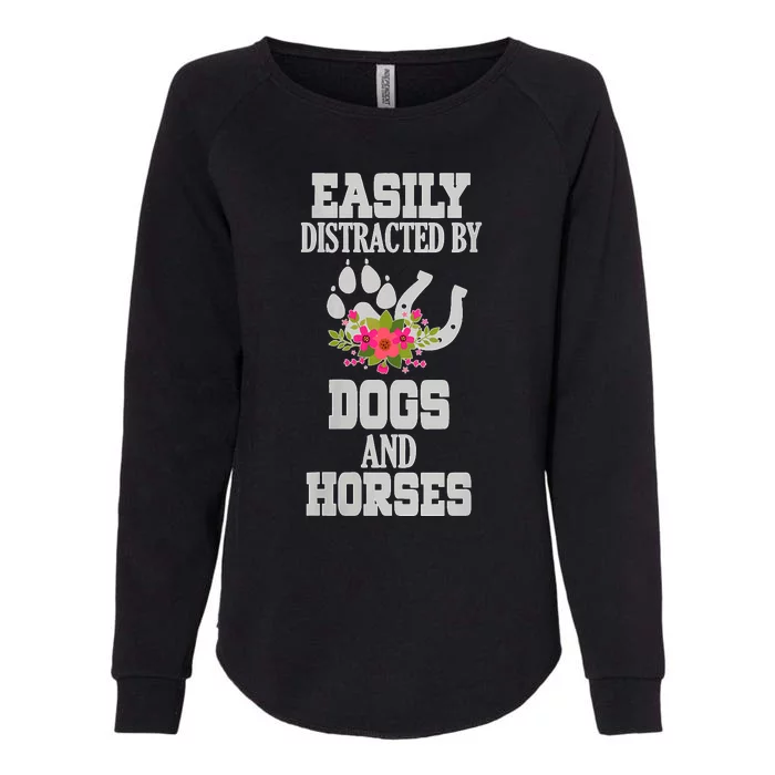 S Horse Dog Easily Distracted By Dogs And Horses V Neck Womens California Wash Sweatshirt