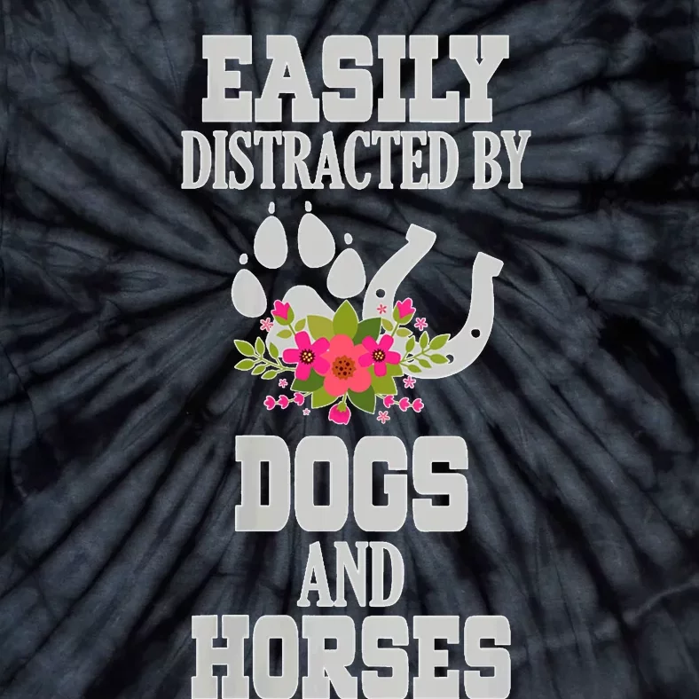 S Horse Dog Easily Distracted By Dogs And Horses V Neck Tie-Dye T-Shirt