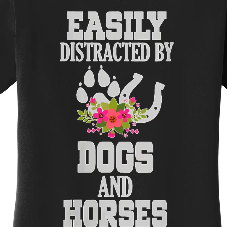 S Horse Dog Easily Distracted By Dogs And Horses V Neck Women's T-Shirt