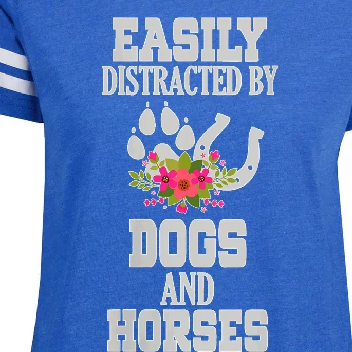 S Horse Dog Easily Distracted By Dogs And Horses V Neck Enza Ladies Jersey Football T-Shirt