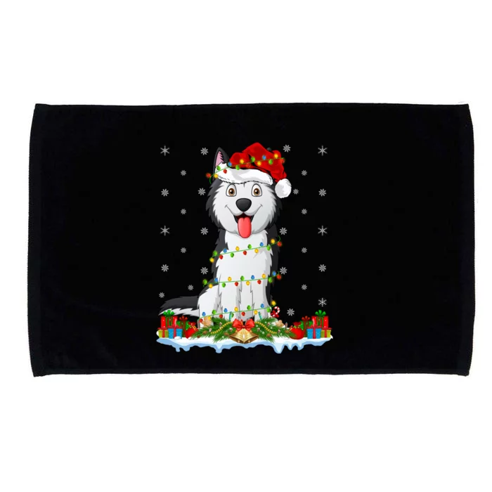 Siberian Husky Dog Xmas Lighting Siberian Husky Christmas Cute Gift Microfiber Hand Towel