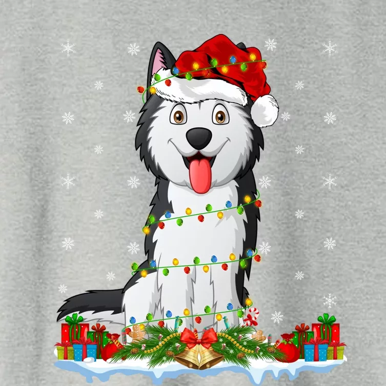 Siberian Husky Dog Xmas Lighting Siberian Husky Christmas Cute Gift Women's Crop Top Tee