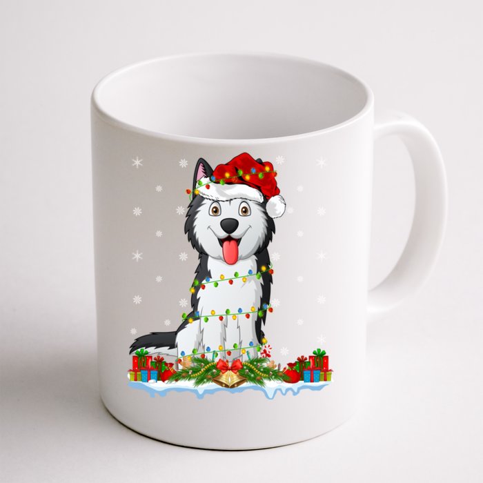 Siberian Husky Dog Xmas Lighting Siberian Husky Christmas Cute Gift Front & Back Coffee Mug