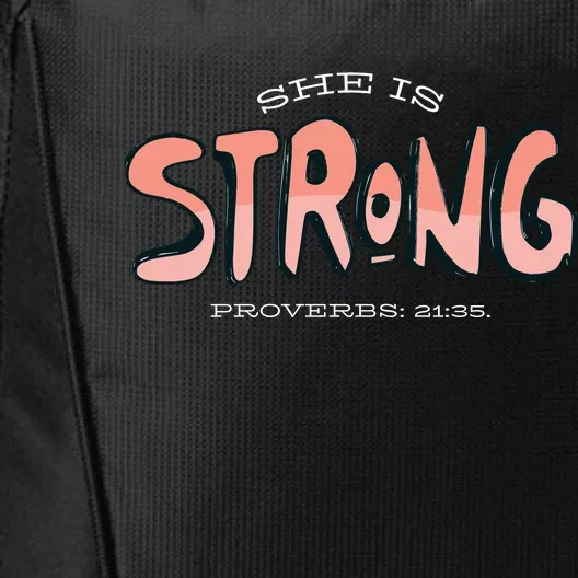 She Is Strong Bible Verse City Backpack