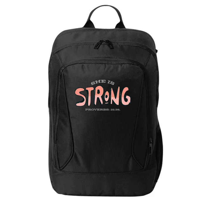 She Is Strong Bible Verse City Backpack